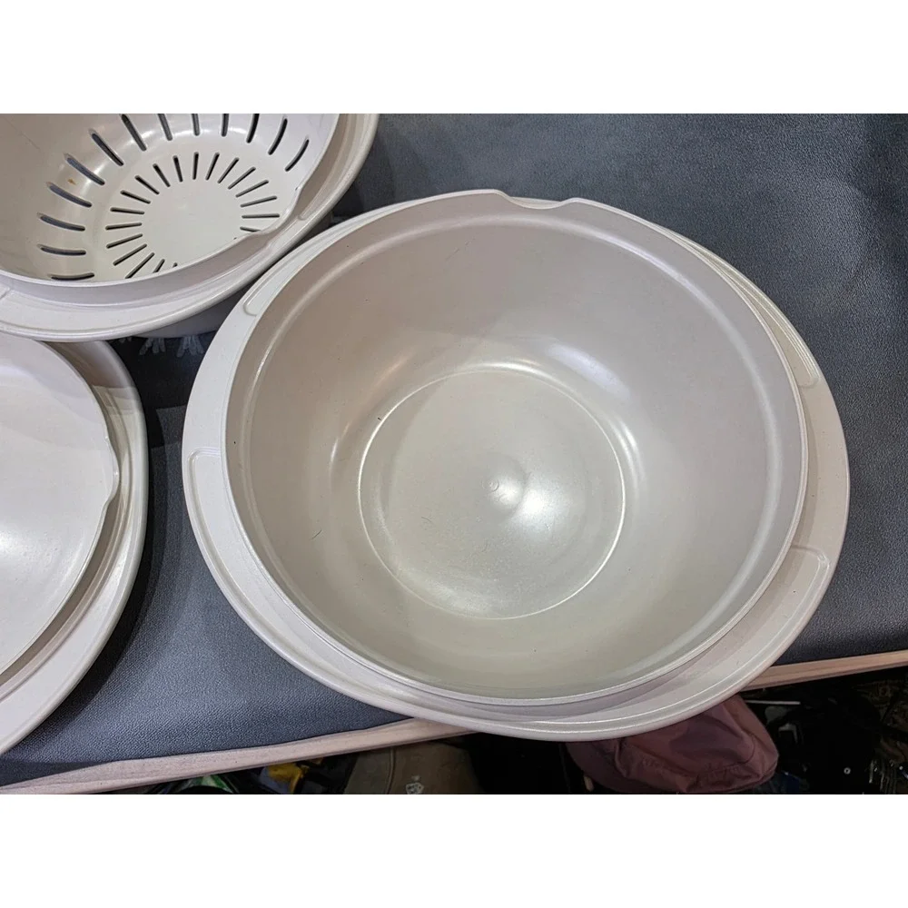 Tupperware Ultra 21 Ovenware Set 2Qt Casserole Steamer Colander 3/4Qt Lid Gray